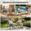 Set da Giardino 3pz con 2 Sedie da Esterno e Tavolino da CaffÞ, in HDPE e Metallo, Grigio Scuro
