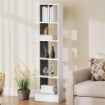 LIBRERIA MODERNA SALVASPAZIO A 5 RIPIANI IN LEGNO 45X21X170 CM, BIANCO E NERO