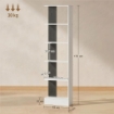 LIBRERIA MODERNA SALVASPAZIO A 5 RIPIANI IN LEGNO 45X21X170 CM, BIANCO E NERO