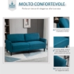 DIVANO 3 POSTI IN TESSUTO CON SEDUTA PROFONDA E IMBOTTITURA SPESSA, 191X79X87 CM, BLU PAVONE
