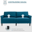 DIVANO 3 POSTI IN TESSUTO CON SEDUTA PROFONDA E IMBOTTITURA SPESSA, 191X79X87 CM, BLU PAVONE