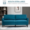 DIVANO 3 POSTI IN TESSUTO CON SEDUTA PROFONDA E IMBOTTITURA SPESSA, 191X79X87 CM, BLU PAVONE