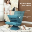 Poltrona Relax Girevole Effetto Velluto e Acciaio con Schienale Regolabile in 5 Posizioni, 62x70x95 cm, Blu