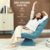 Poltrona Relax Girevole Effetto Velluto e Acciaio con Schienale Regolabile in 5 Posizioni, 62x70x95 cm, Blu