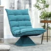 Poltrona Relax Girevole Effetto Velluto e Acciaio con Schienale Regolabile in 5 Posizioni, 62x70x95 cm, Blu