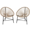 SET 2 SEDIE ACAPULCO IN RATTAN PE CON STRUTTURA TRIANGOLARE IN ACCIAIO, 72X68X81 CM, COLOR LEGNO