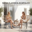 SET 2 SEDIE ACAPULCO IN RATTAN PE CON STRUTTURA TRIANGOLARE IN ACCIAIO, 72X68X81 CM, COLOR LEGNO