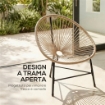 SET 2 SEDIE ACAPULCO IN RATTAN PE CON STRUTTURA TRIANGOLARE IN ACCIAIO, 72X68X81 CM, COLOR LEGNO