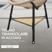 SET 2 SEDIE ACAPULCO IN RATTAN PE CON STRUTTURA TRIANGOLARE IN ACCIAIO, 72X68X81 CM, COLOR LEGNO