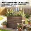Letto per Orto Rialzato da Esterno 45L in Rattan, con Fori di Drenaggio e Piedini Regolabili, Marrone