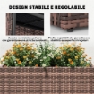 Letto per Orto Rialzato da Esterno 45L in Rattan, con Fori di Drenaggio e Piedini Regolabili, Marrone