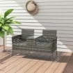 PANCHINA DA ESTERNO 2 POSTI CON TAVOLINO DA CAFFÞ, IN ACCIAIO E RATTAN PE, 137X59X82 CM, GRIGIO
