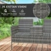 PANCHINA DA ESTERNO 2 POSTI CON TAVOLINO DA CAFFÞ, IN ACCIAIO E RATTAN PE, 137X59X82 CM, GRIGIO