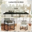 SET PRANZO PATIO 11 PEZZI, MOBILI ESTERNO CON 6 POLTRONE, 4 POUF, GRIGIO