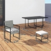 SET PRANZO PATIO 11 PEZZI, MOBILI ESTERNO CON 6 POLTRONE, 4 POUF, GRIGIO