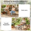 SET PRANZO PATIO 11 PEZZI, MOBILI ESTERNO CON 6 POLTRONE, 4 POUF, GRIGIO