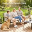 DIVANO DA ESTERNO A 3 POSTI  IN RATTAN CON BRACCIOLI EFFETTO LEGNO E SCHIENALE, PER VERANDA, CORTILE, CACHI