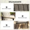DIVANO DA ESTERNO A 3 POSTI  IN RATTAN CON BRACCIOLI EFFETTO LEGNO E SCHIENALE, PER VERANDA, CORTILE, CACHI