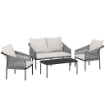 SET DA GIARDINO IN RATTAN 4 PEZZI CON DIVANO, POLTRONE, TAVOLO, KHAKI