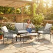 SET DA GIARDINO IN RATTAN 4 PEZZI CON DIVANO, POLTRONE, TAVOLO, KHAKI