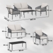 SET DA GIARDINO IN RATTAN 4 PEZZI CON DIVANO, POLTRONE, TAVOLO, KHAKI