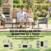 SET DA GIARDINO IN RATTAN 4 PEZZI CON DIVANO, POLTRONE, TAVOLO, KHAKI