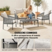 SET DA GIARDINO IN RATTAN 4 PEZZI CON DIVANO, POLTRONE, TAVOLO, KHAKI