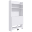 SCRIVANIA PIEGHEVOLE CON LIBRERIA A 4 RIPIANI, 2 RUOTE E FORO PASSACAVI, 80X69X155 CM, BIANCO