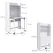 SCRIVANIA PIEGHEVOLE CON LIBRERIA A 4 RIPIANI, 2 RUOTE E FORO PASSACAVI, 80X69X155 CM, BIANCO
