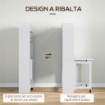 SCRIVANIA PIEGHEVOLE CON LIBRERIA A 4 RIPIANI, 2 RUOTE E FORO PASSACAVI, 80X69X155 CM, BIANCO