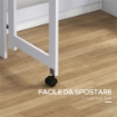 SCRIVANIA PIEGHEVOLE CON LIBRERIA A 4 RIPIANI, 2 RUOTE E FORO PASSACAVI, 80X69X155 CM, BIANCO