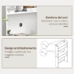 SCRIVANIA PIEGHEVOLE CON LIBRERIA A 4 RIPIANI, 2 RUOTE E FORO PASSACAVI, 80X69X155 CM, BIANCO