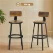 SET 2 SGABELLI DA BAR STILE RUSTICO CON POGGIAPIEDI, IN LEGNO E METALLO, 37X47X96 CM, MARRONE