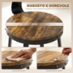 SET 2 SGABELLI DA BAR STILE RUSTICO CON POGGIAPIEDI, IN LEGNO E METALLO, 37X47X96 CM, MARRONE