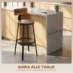 SET 2 SGABELLI DA BAR STILE RUSTICO CON POGGIAPIEDI, IN LEGNO E METALLO, 37X47X96 CM, MARRONE