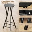 SET 2 SGABELLI BAR PIEGHEVOLI CON DOPPIO POGGIAPIEDI, IN LEGNO E ACCIAIO, 34X30X70 CM, NERO