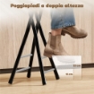 SET 2 SGABELLI BAR PIEGHEVOLI CON DOPPIO POGGIAPIEDI, IN LEGNO E ACCIAIO, 34X30X70 CM, NERO