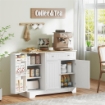 CREDENZA MODERNA CON SPAZIO DI ARCHIVIAZIONE, MOBILE BUFFET CON CASSETTO, RIPIANI REGOLABILI, PICCOLA DISPENSA DA CUCINA CON RIPIANI PORTA, BIANCO