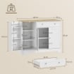 CREDENZA MODERNA CON SPAZIO DI ARCHIVIAZIONE, MOBILE BUFFET CON CASSETTO, RIPIANI REGOLABILI, PICCOLA DISPENSA DA CUCINA CON RIPIANI PORTA, BIANCO