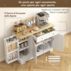 CREDENZA MODERNA CON SPAZIO DI ARCHIVIAZIONE, MOBILE BUFFET CON CASSETTO, RIPIANI REGOLABILI, PICCOLA DISPENSA DA CUCINA CON RIPIANI PORTA, BIANCO