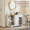 CREDENZA MODERNA CON SPAZIO DI ARCHIVIAZIONE, MOBILE BUFFET CON CASSETTO, RIPIANI REGOLABILI, PICCOLA DISPENSA DA CUCINA CON RIPIANI PORTA, BIANCO