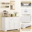 CREDENZA MODERNA CON SPAZIO DI ARCHIVIAZIONE, MOBILE BUFFET CON CASSETTO, RIPIANI REGOLABILI, PICCOLA DISPENSA DA CUCINA CON RIPIANI PORTA, BIANCO