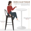Tavolo Bar Isola Cucina Rotondo Alto Salvaspazio Ï60x102 cm Bianco
