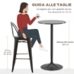 Tavolo Bar e Tavolo da Cucina Alto Rotondo, Ï60x102 cm, Nero