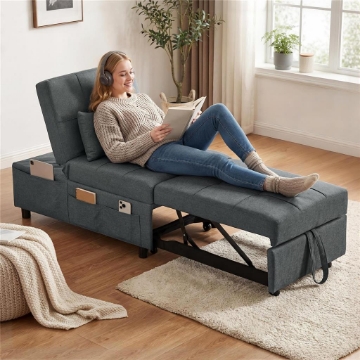 POLTRONA LETTO SINGOLO POLTRONCINA RECLINABILE 4-IN-1, GRIGIO