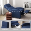 Poltrona Relax Reclinabile Manualmente a 160¦ con Poggiapiedi in Tessuto, Blu