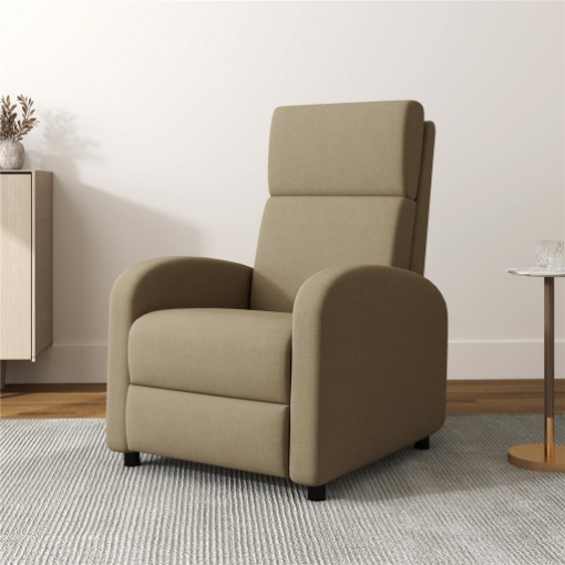 Poltrona Relax Reclinabile Manualmente a 160¦ con Poggiapiedi in Tessuto, Beige