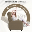 Poltrona Relax Reclinabile Manualmente a 160¦ con Poggiapiedi in Tessuto, Beige