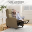 Poltrona Relax Reclinabile Manualmente a 160¦ con Poggiapiedi in Tessuto, Beige
