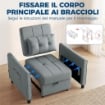 DIVANO LETTO PIEGHEVOLE CONVERTIBILE CON SCHIENALE REGOLABILE E CUSCINO, GRIGIO